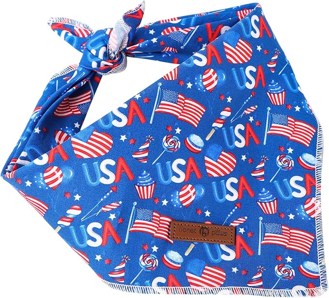 lionet paws Patriotic 4th of July Dog Bandana American Flag - Image 4