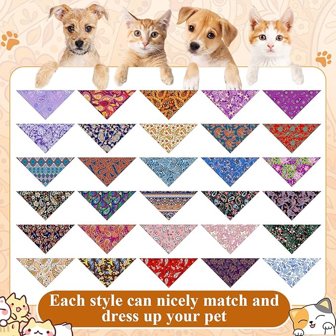 Sanwuta 120 Pcs Paisley Dog Bandanas Bulk Paisley Bandanas - Image 3