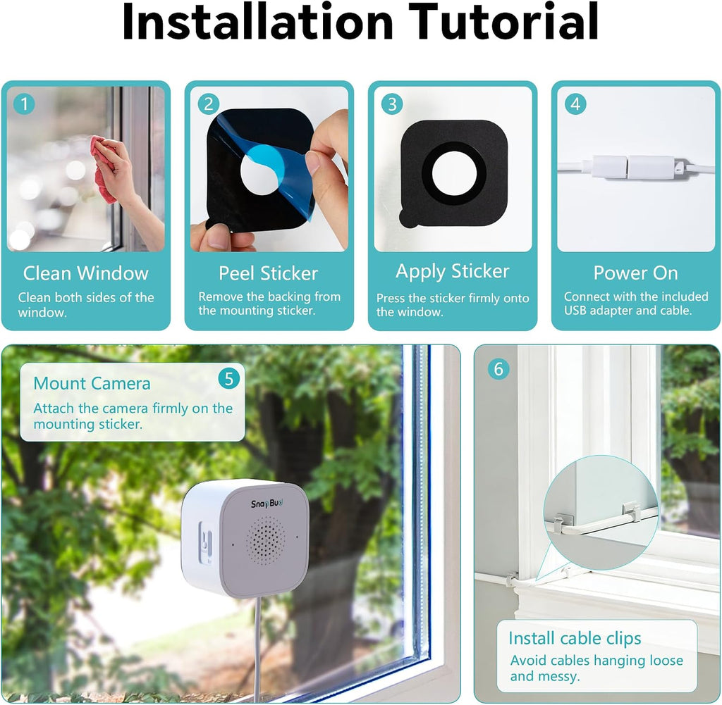 3MP 2K Window Camera, Indoor Camera for Home Security with Full-Color Night Vision, AI Human/Pet/Vehicle Detection, 24/7 Recording, 2-Way Audio, 5GHz & 2.4GHz WiFi Cloud/SD Storage (2 Pack)