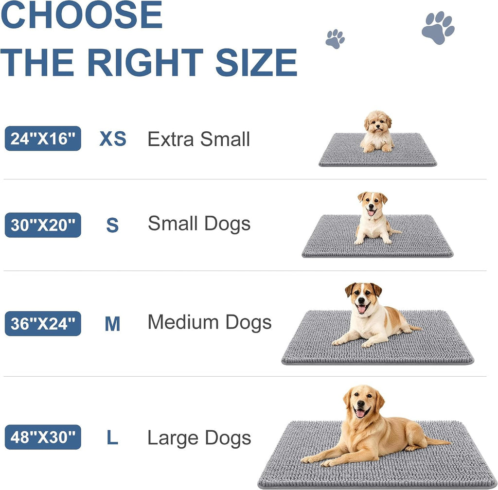 Grandaily Dog Door Mat for Muddy Paws 47x24, Chenille Dirt Trapper Doormat