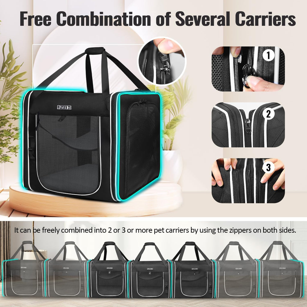 Petskd Combinable Pet Car Travel Carrier for a Large Cat/Medium Dog
