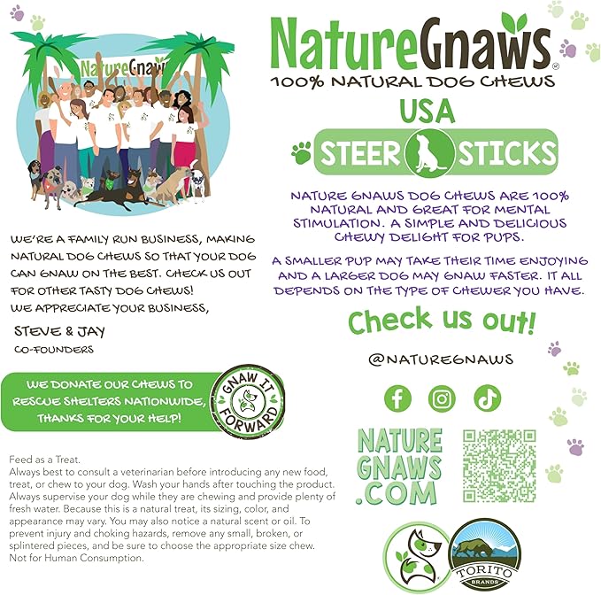 Nature Gnaws USA Steer Sticks for Dogs 5-7" - Image 5