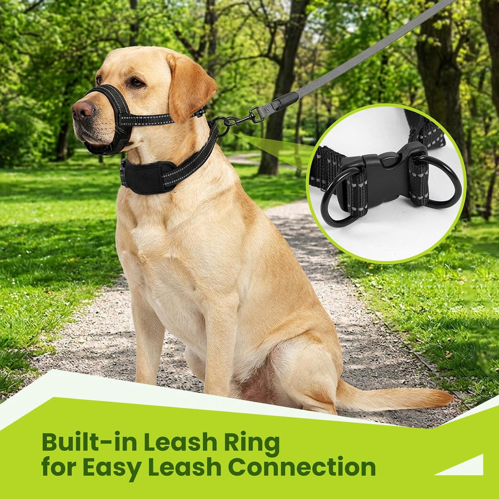 Dog Muzzle & Collar for Dogs, Soft Muzzles with D-Ring for Biting Barking