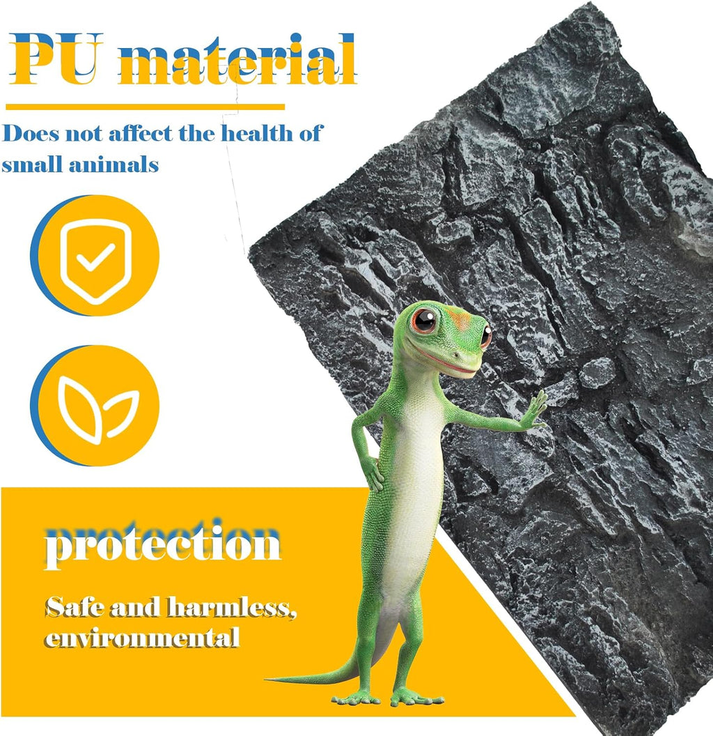 Reptile Tank Background Board Rock Terrarium Cork Background Board 3D Wall Backdrop Aquarium DéCor Backgrounds Amphibian Habitat Decoration for Lizards Leopard Gecko Bearded Dragons Turtle