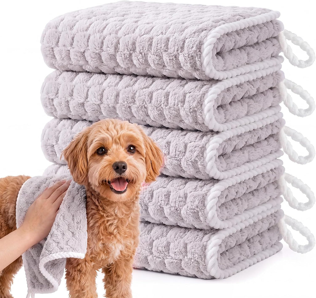Dog Drying Towel, 5 Pack Microfiber Pet Towels, Quick Dry