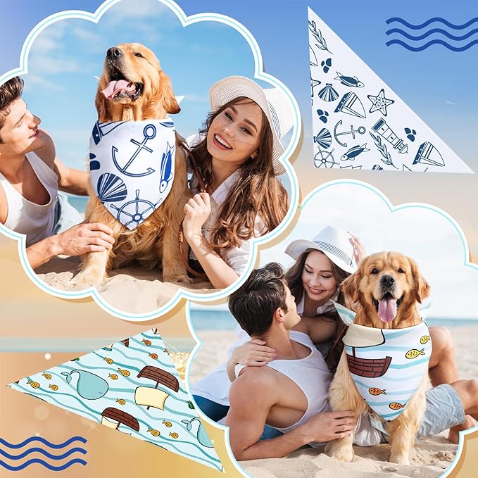 100 Pcs Ocean Dog Bandanas Bulk Pet Bibs Colorful Triangle Pet Ocean Scarf - Image 7