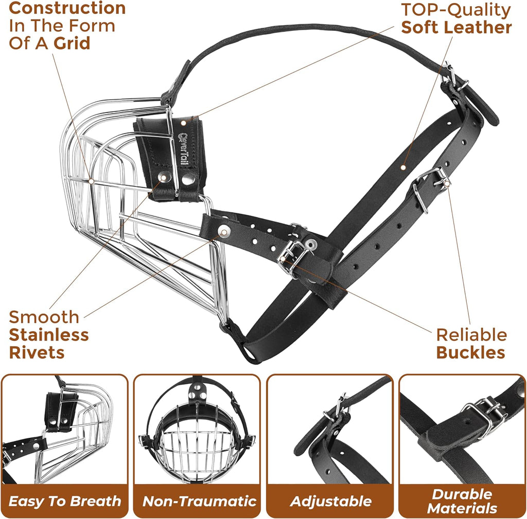 Metal Muzzle for Boxer Dog Breed – Bite Proof Boxer Muzzle for Medium and Large Sized Dogs – Steel Wire Basket Muzzles for Dogs English Bulldog, American Bulldog etc.