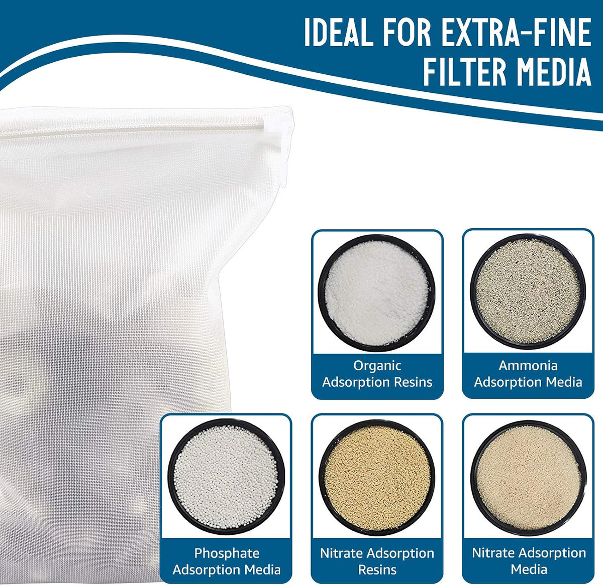 10pc Filter Media Bags for Aquarium,Extra Fine Mesh Bag 7.9"x5.5"