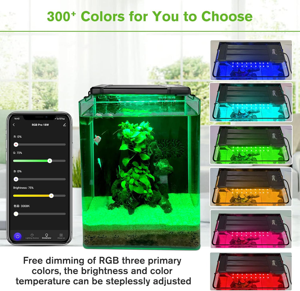 hygger 25W Smart Aquarium Light, Bluetooth LED Light with App Control, Full Spectrum Fish Tank Light with 24/7 Lighting Cycle, 5 Modes, Adjustable Timer, for 18"-24" Freshwater Planted Tank
