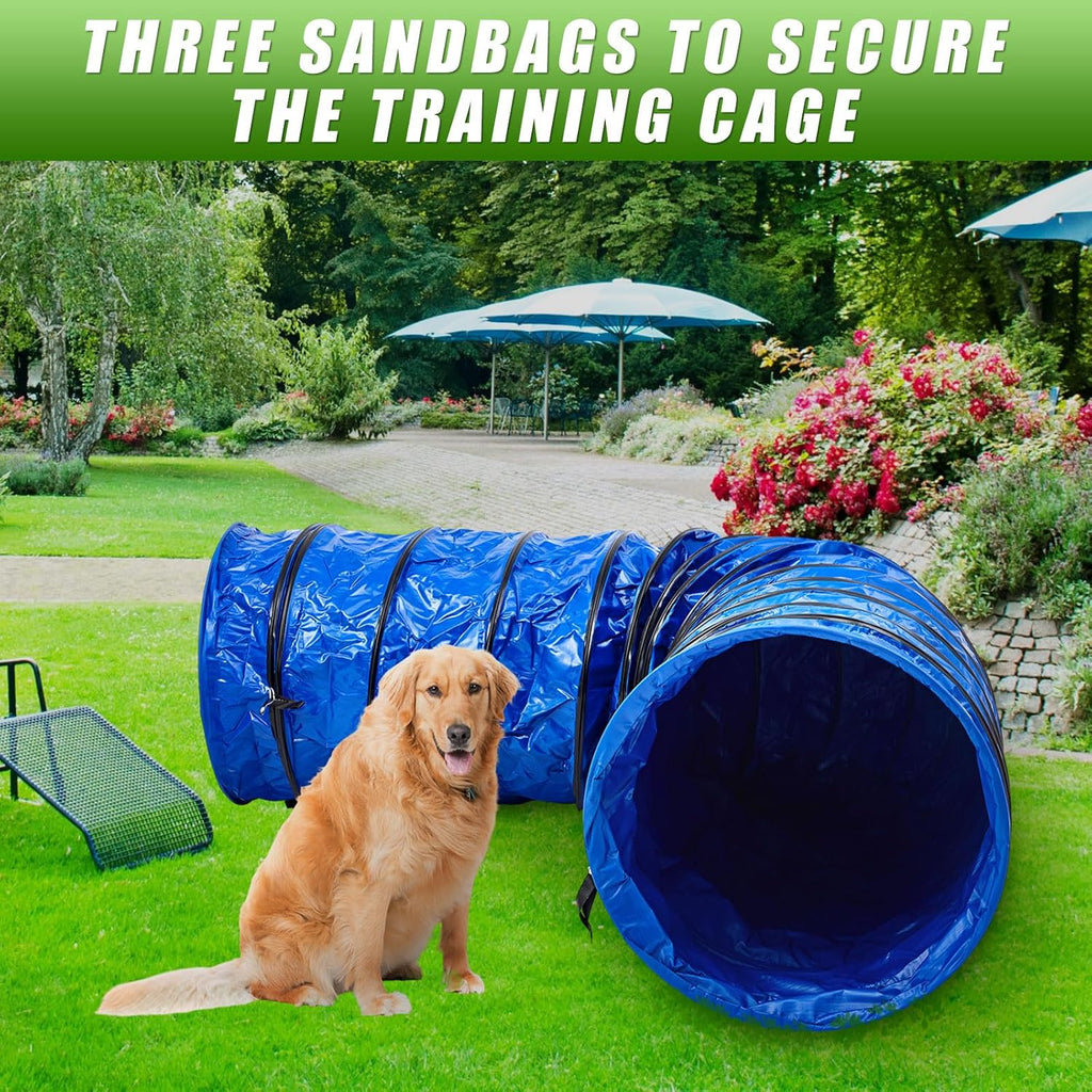 Briwooody 28in X 10ft Dog Agility Tunnel PVC for Large Dogs, Blue