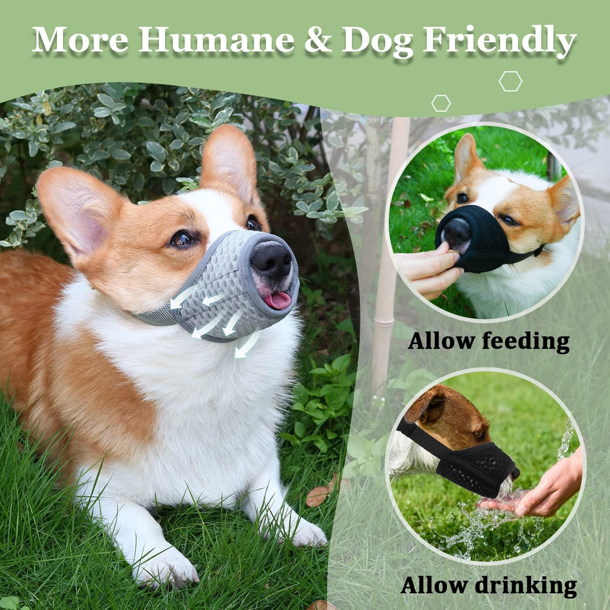 Soft Dog Muzzle(Grey, XS) and Soft Dog Muzzle(Grey, S) Bundle for Small Dogs to Prevent Dogs from Biting Chewing Grooming