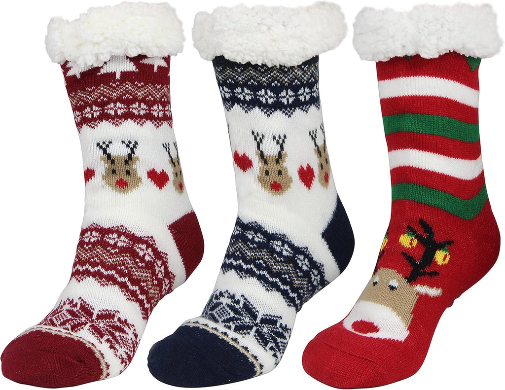 Slipper Socks for Women with Gripper Thick Fuzzy Christmas Gift