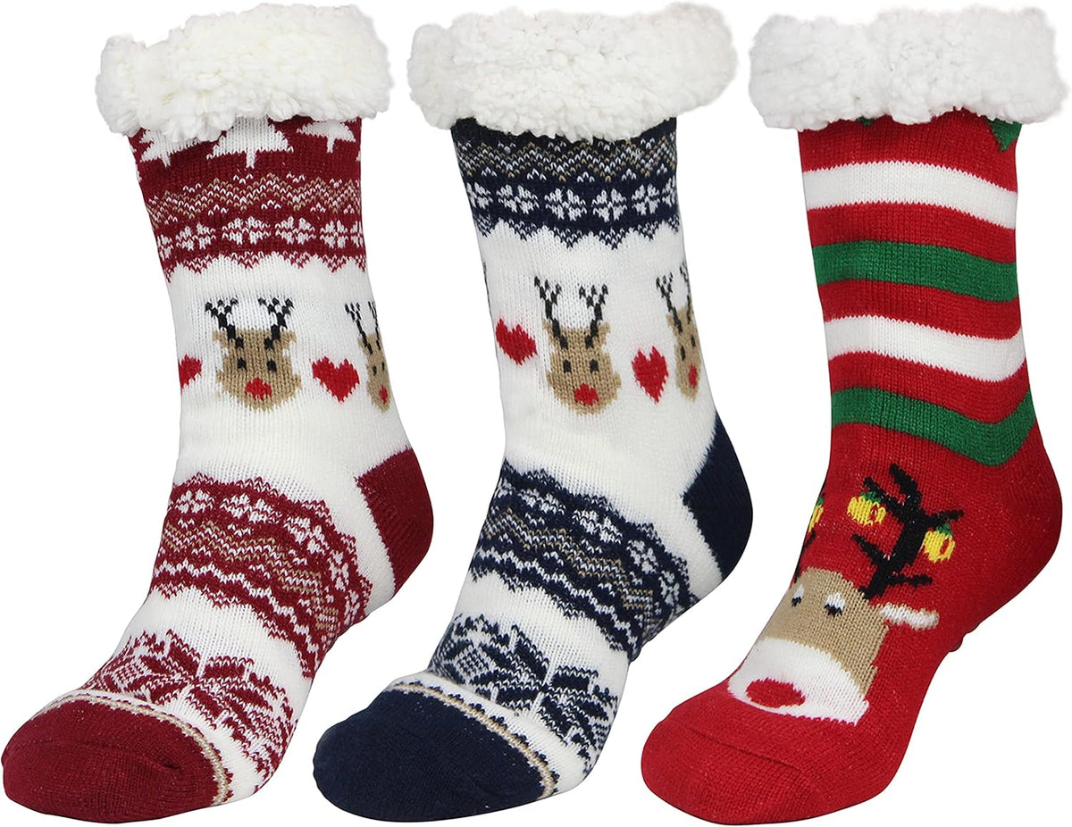 Slipper Socks for Women with Gripper Thick Fuzzy Christmas Gift
