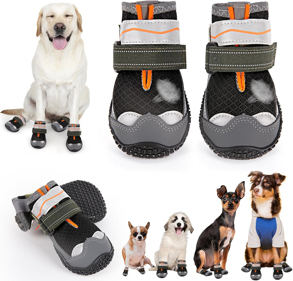 Dog Shoes for Large Small Medium Dogs, Dog Boots for Winter Snow Day, Anti-Slip Dog Booties & Paw Protectors, Outdoor Pet Shoe for Hiking Hardwood Floor with Reflective Straps Size 2