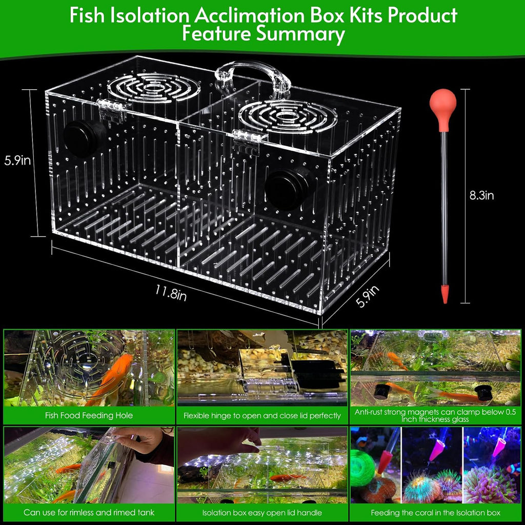 Magnet Acclimation Box for Saltwater Fish Quarantine Aquarium Isolation Box for Aquarium Fish Anemone Reef Coral(Patented Product)