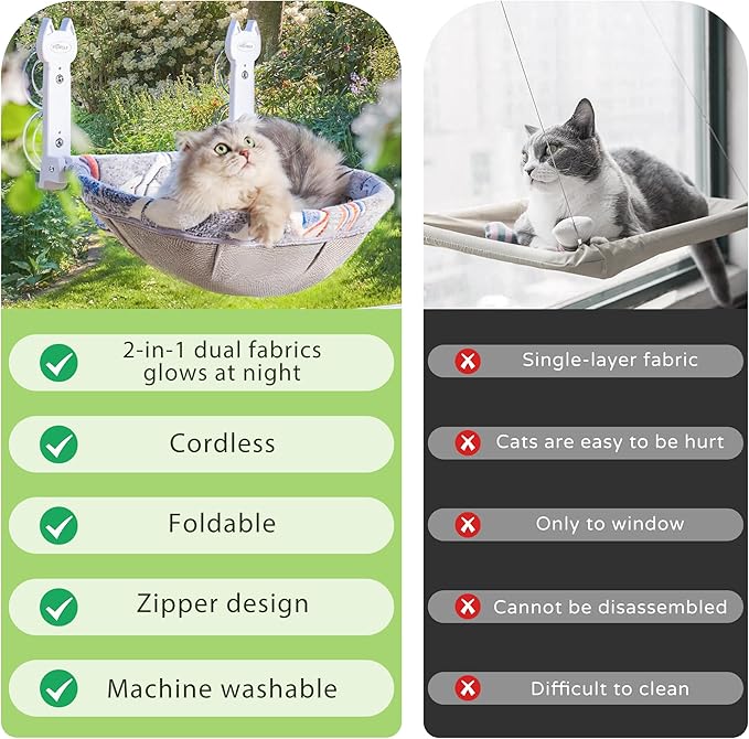 Cat Window Perch, Glow in The Dark Foldable Cat Hammock - Image 8