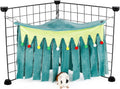 Guinea Pig Hideout - Guinea Pig Corner Hideout, Three-Sided Fringes, Triangle Top and Washable Hides, Suitable Hides for Rabbit and Other Small Pets, No Metal Fences, Green