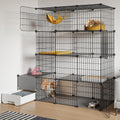 Oneluck Cat Cage with Litter Box,4-Tier DIY Enclosures Large Playpen Detachable Metal Wire Kennel Indoor Crate Large Exercise Place Ideal for 1-2 Cats (41.3" L x 17.8" W x 55.1" H)