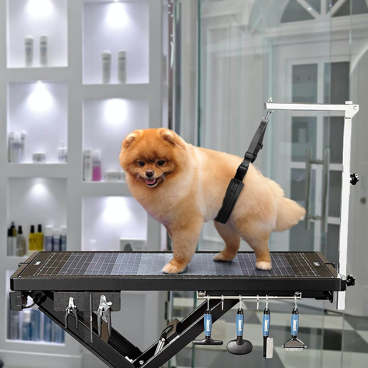 Jelly Pet Dog Belly Loop Restraint for Pet Grooming Table and Tub - Easy to Clean and Waterproof (Purple) | Made in the USA