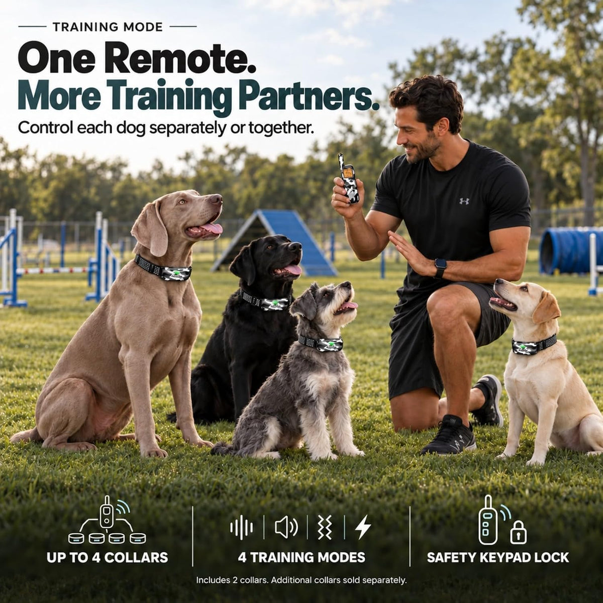 Wireless Dog Fence System for 2 Dogs, 2-in-1 Electric Pet Containment & Remote Training Collar, 25–3500 FT Adjustable Boundary, 6000 FT Training Range, IPX7 Waterproof, for 10–130 lb Dogs, Arctic