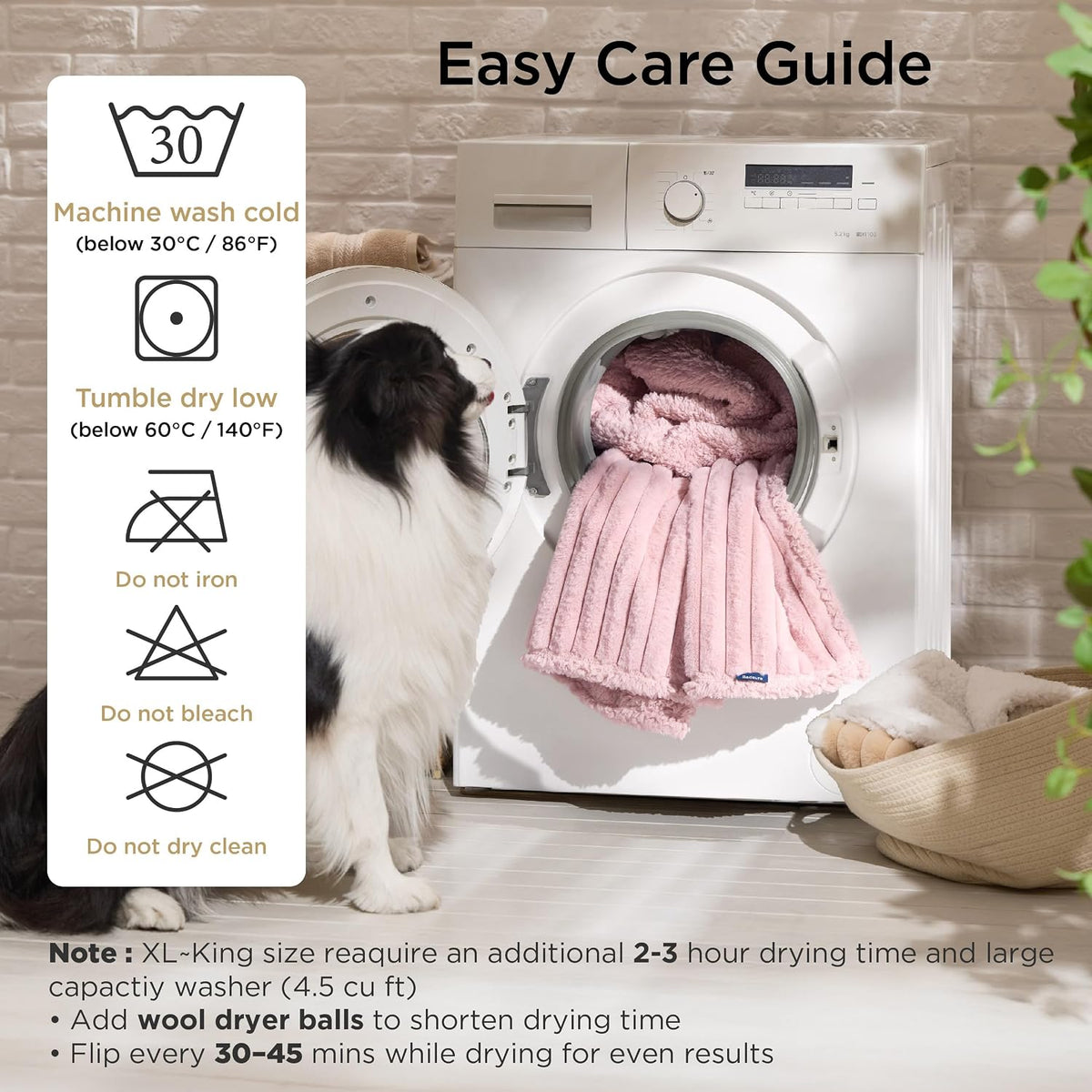 Bedsure ComfyFleece® Waterproof Blanket for Bed, Twin（60"x80"） Blush Pink