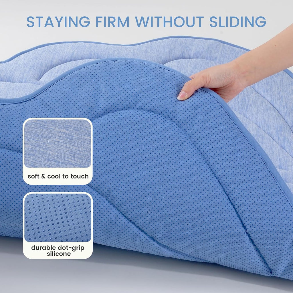 Cozy Bliss Cute Shell Shape Cooling Mat for Medium Dogs, Non-Slip, Leakproof Washable Pet Cooling Mat for Hot Weather with Q-Max 0.5, Indoor and Outdoor Summer Pad, Heather Haze Blue, 35"x40"