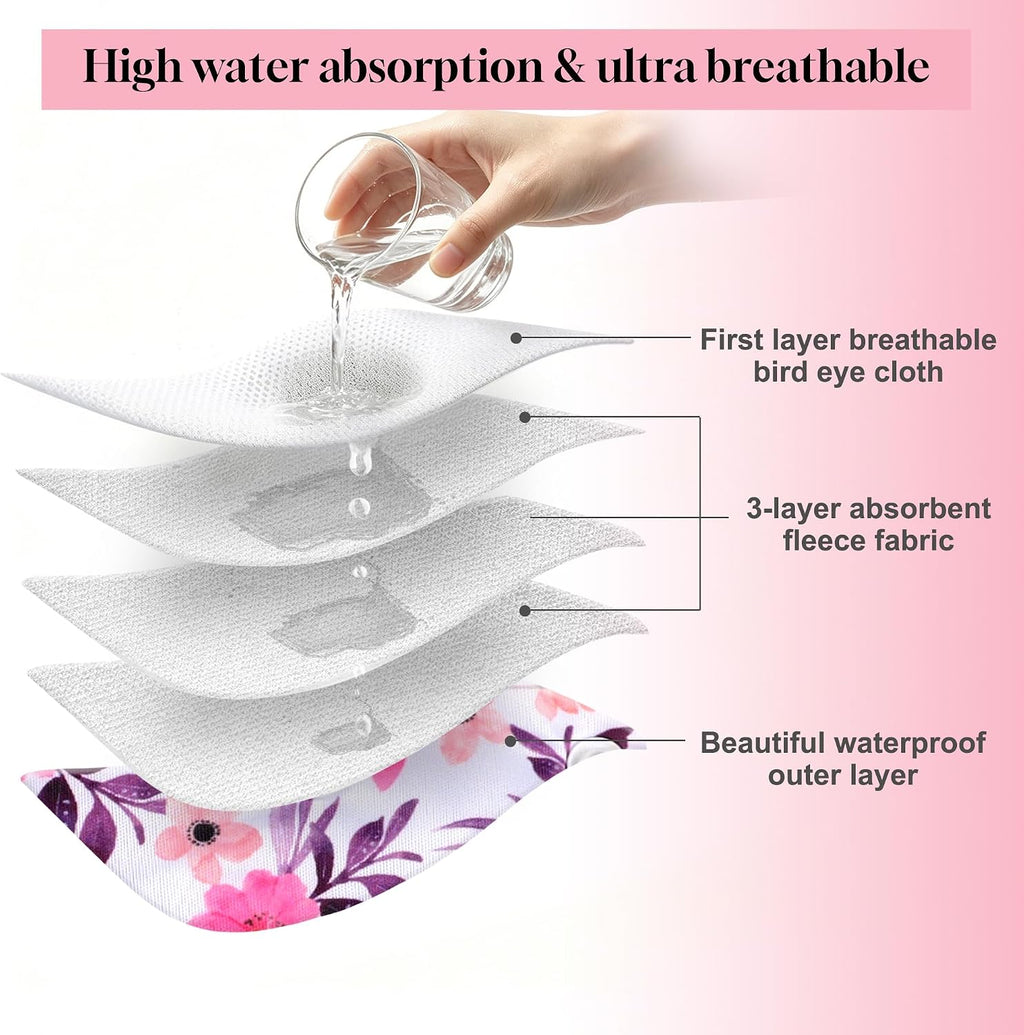 Dog Diapers Female 5 Pack - High Absorbent Diaper for Dog Incontinence - Reusable Diapers with Adjustable Hook & Loop for Doggie & Puppy in Heat,Pink Flowers L