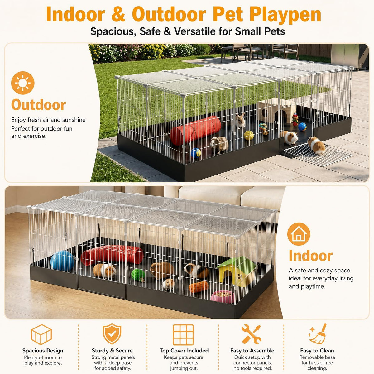 Guinea Pig Cages Closable Small Animal Cage for Guinea Pig and Rabbit