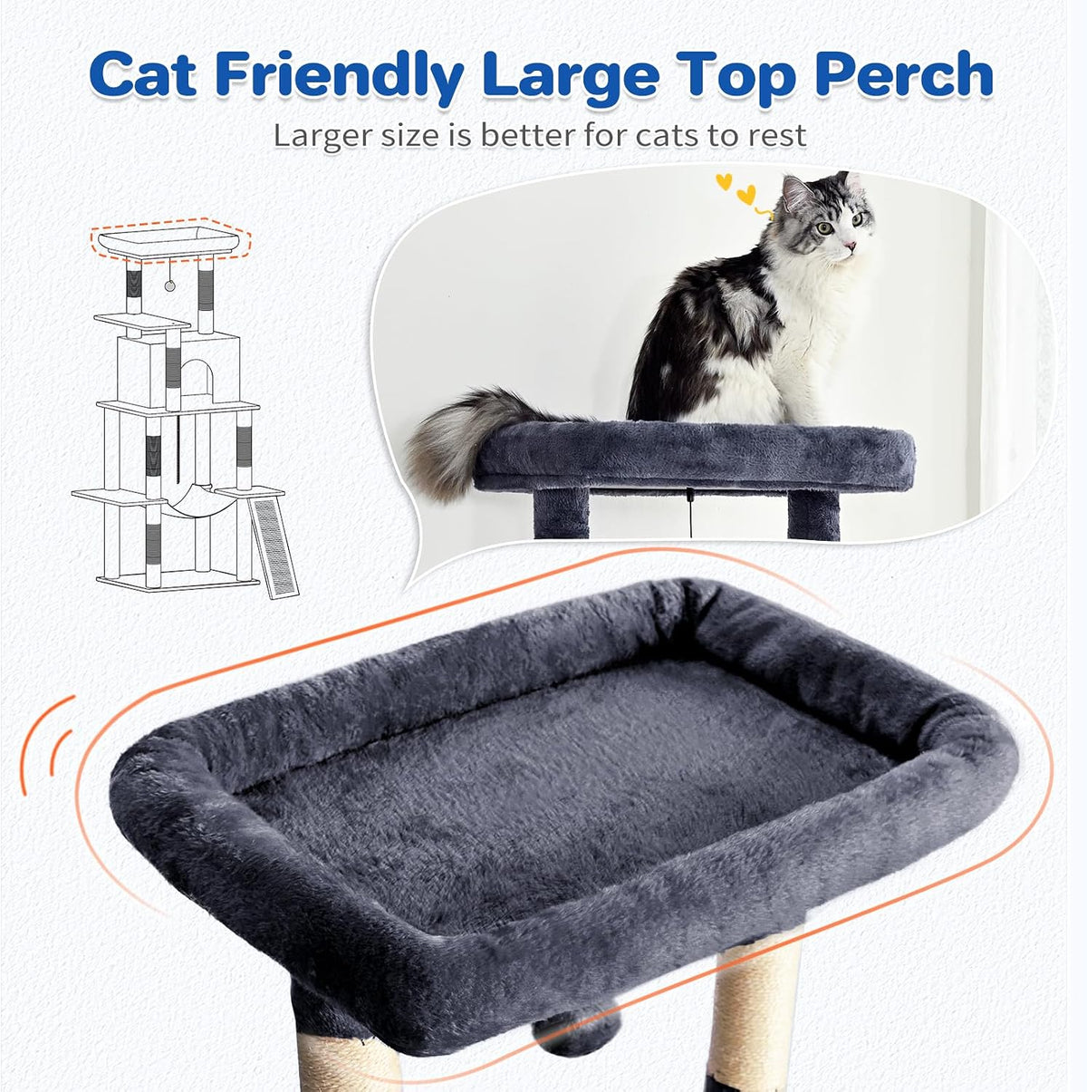 ABCPET 63" Multi-Level Cat Tree Tower for Indoor Cats, Dark Grey