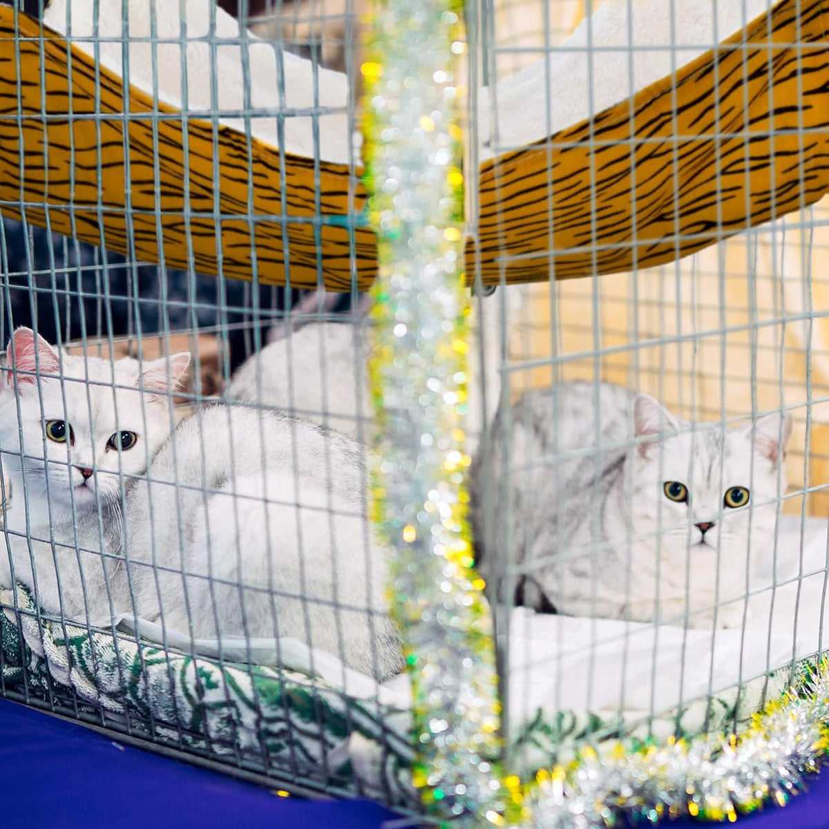 Jetec 2 Pack Cat Hammock for Cage, Zebra and Cat Paw Print, M
