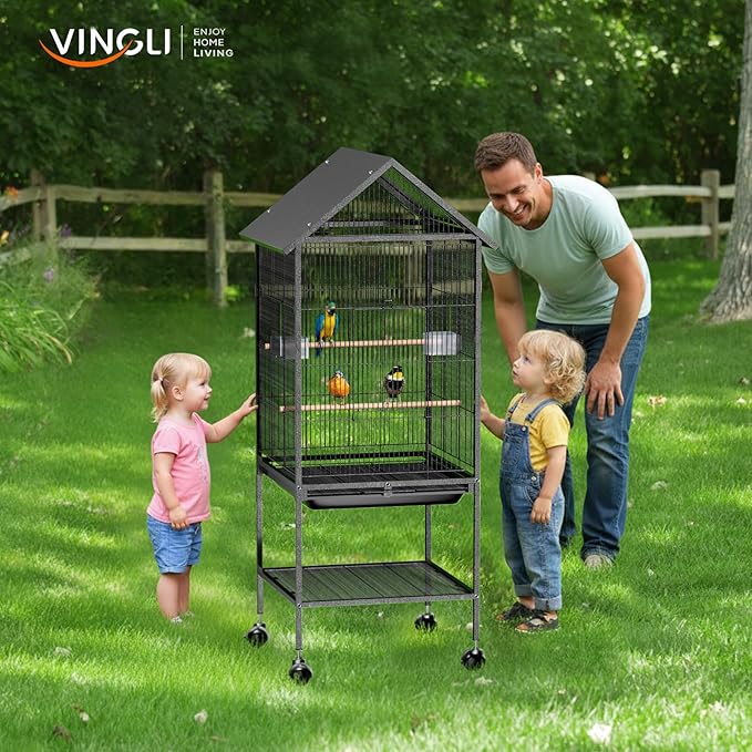 VINGLI Bird Cage with Rolling Stand - Image 2