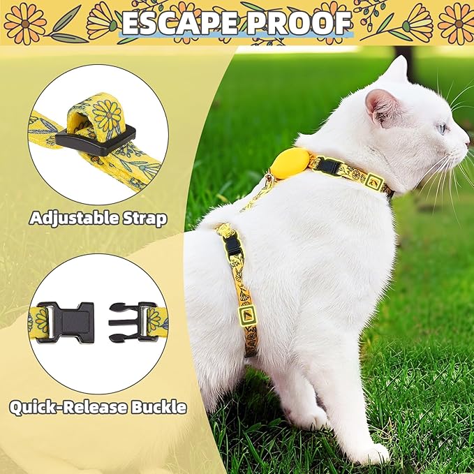PUPTECK Adjustable Cat Harness and Leash Set Escape Proof Kitten Strap Collar - Image 2