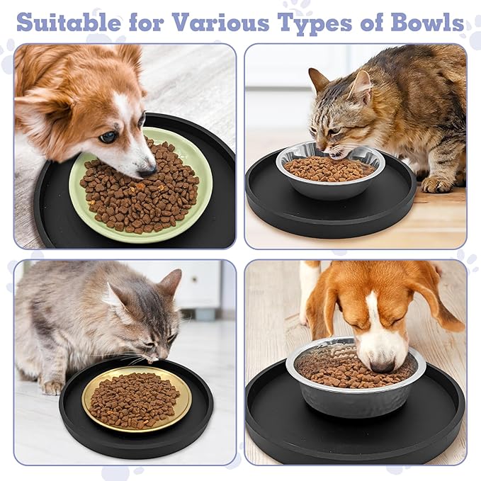 BNOSDM 2 Pack Cat Feeding Mat Pet Silicone Food Mat Black Dog Feeding Mats - Image 8