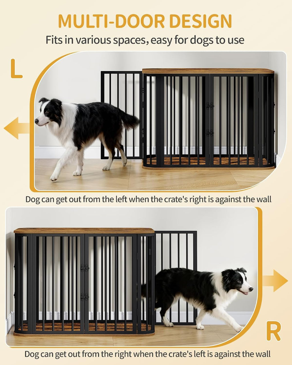 Hzuaneri 39.4 in L Dog Crate Furniture, Wooden Dog Kennel Indoor Dogs Cage