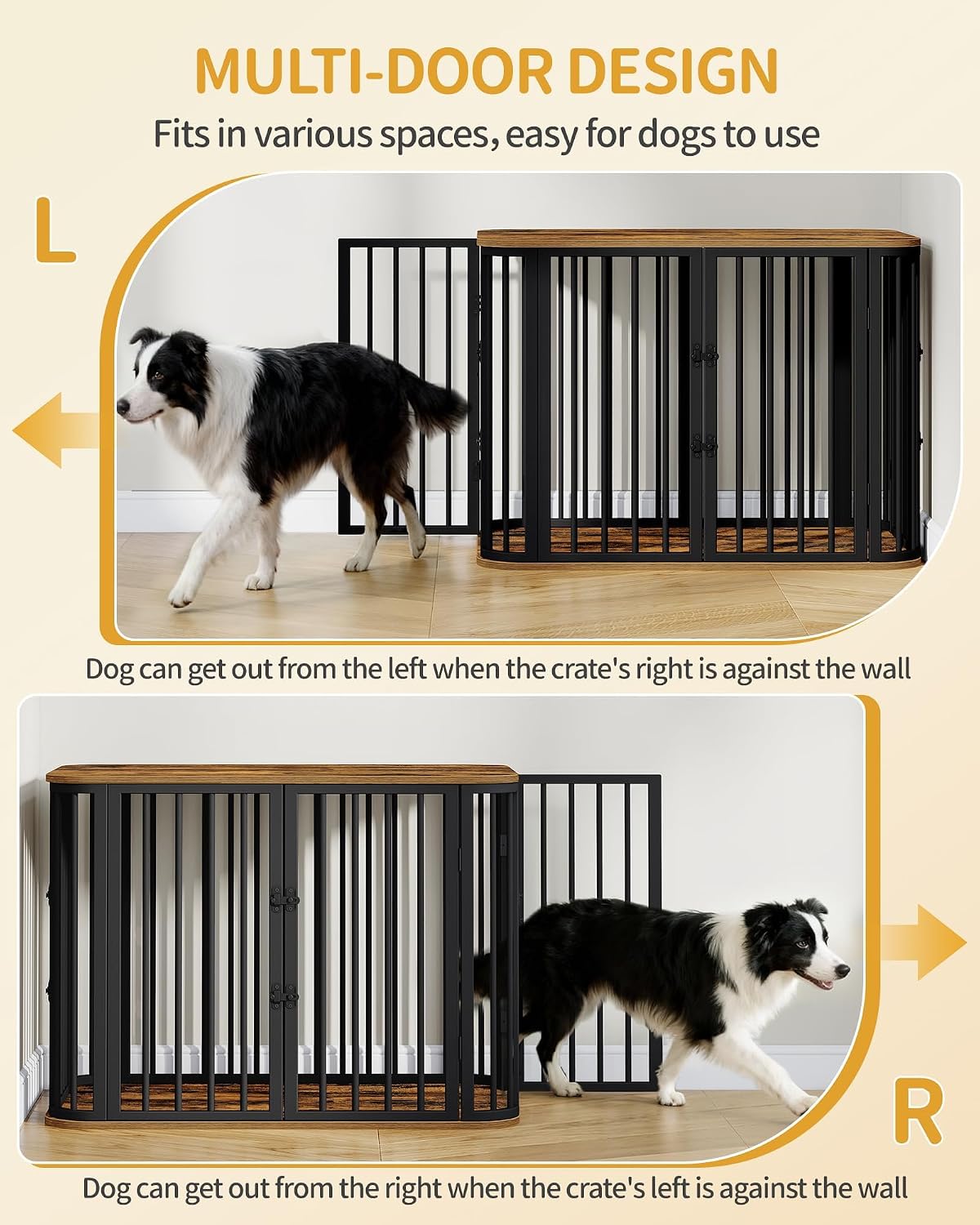 Hzuaneri 39.4 in L Dog Crate Furniture, Wooden Dog Kennel Indoor Dogs Cage