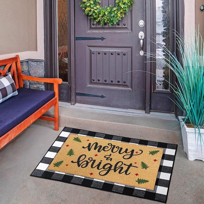 Tinideya 2 Pcs Door Mat Welcome Non Slip Coir Mats Floor Layering Doormats - Image 5