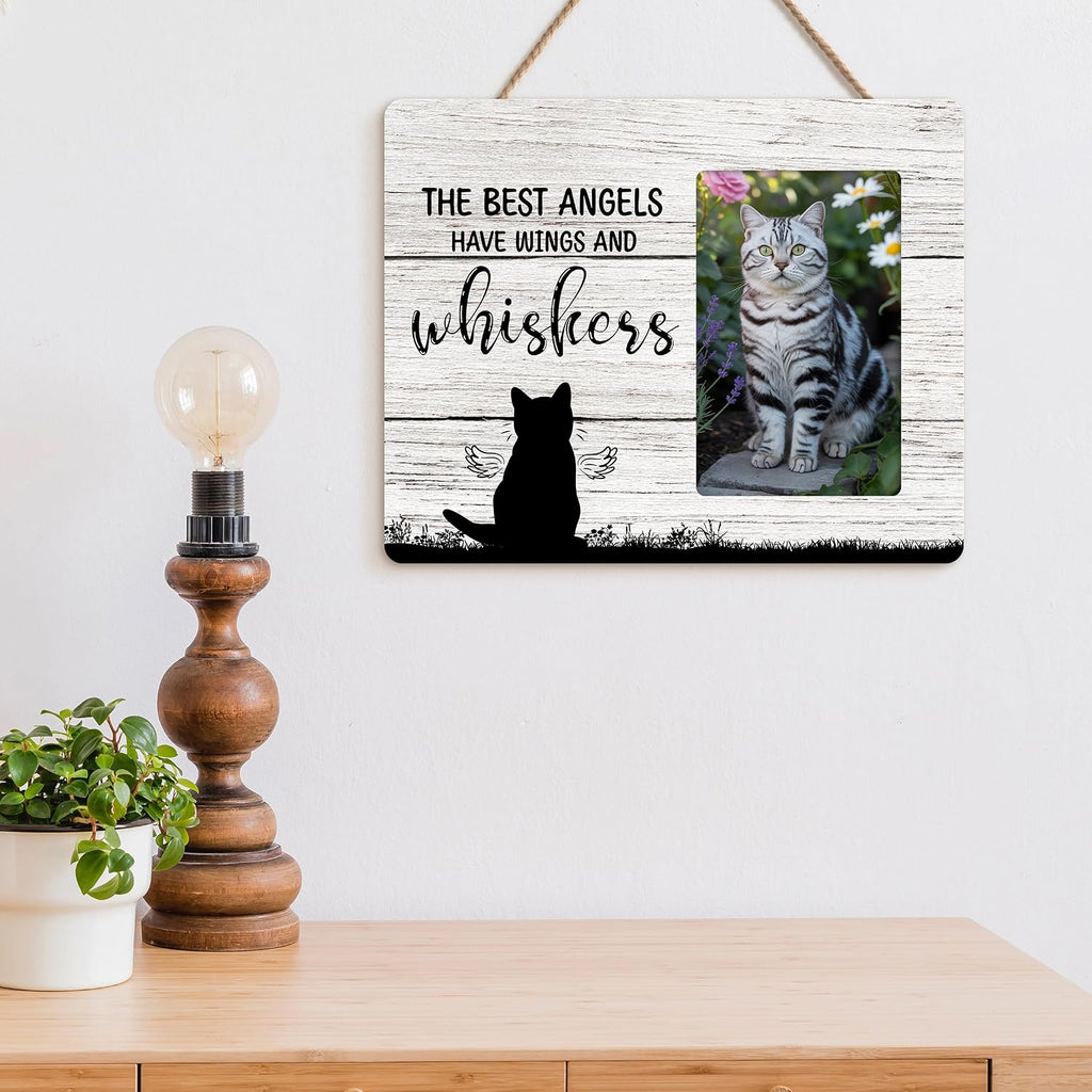 Cat Memorial Gifts for Loss of Cat, Pet Sympathy Gift Wooden Picture Frames, 4x6 inch Photo