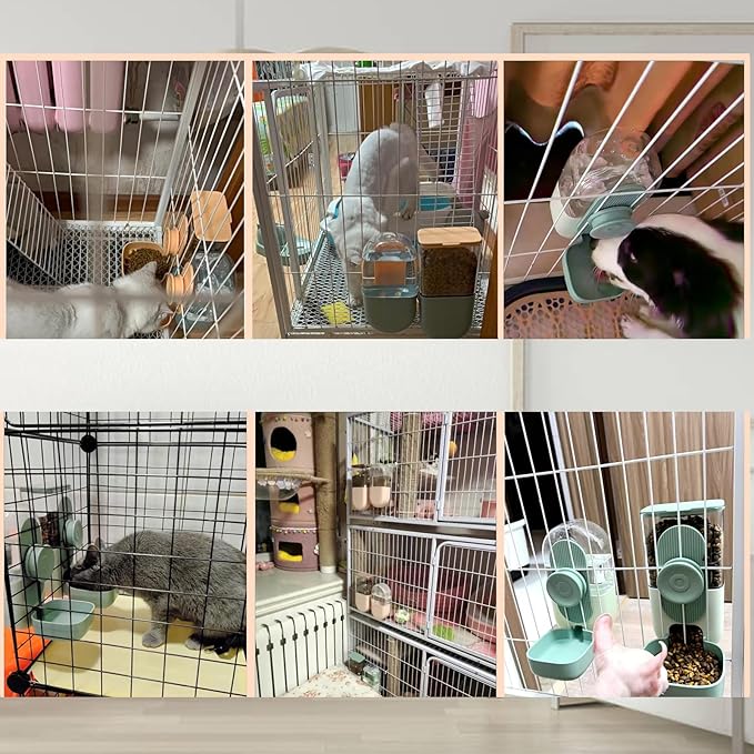 Hanging Automatic Food and Water Dispenser, Gravity Rabbit Feeder Set, Cage Cat - Image 8