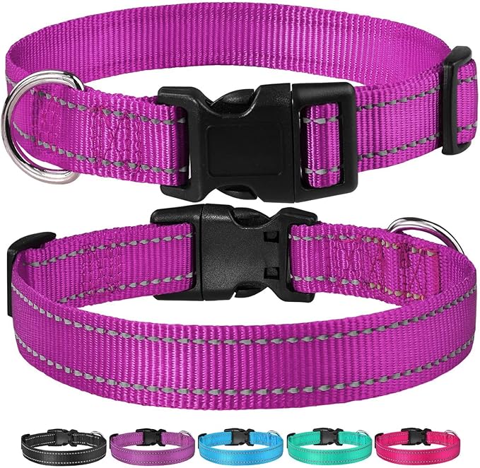Reflective Dog Collar with Buckle Adjustable Safety Nylon Collars - Image 6