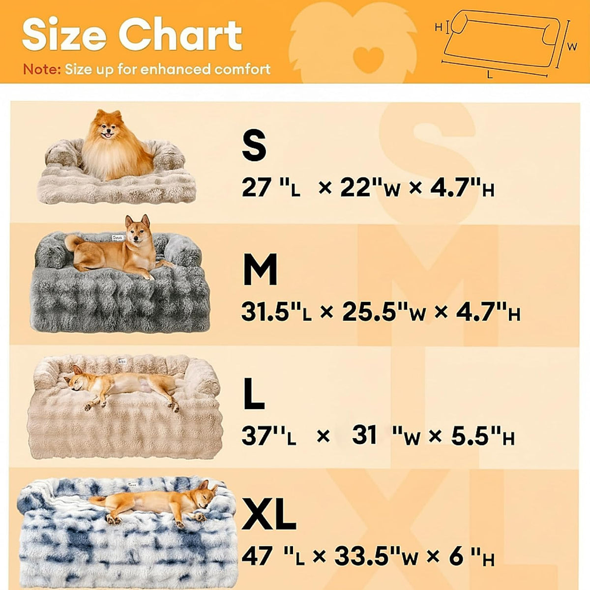 FUNNY FUZZY Dog Couch Bed, Calming Luxurious Pet Sofa Bed Cover Washable