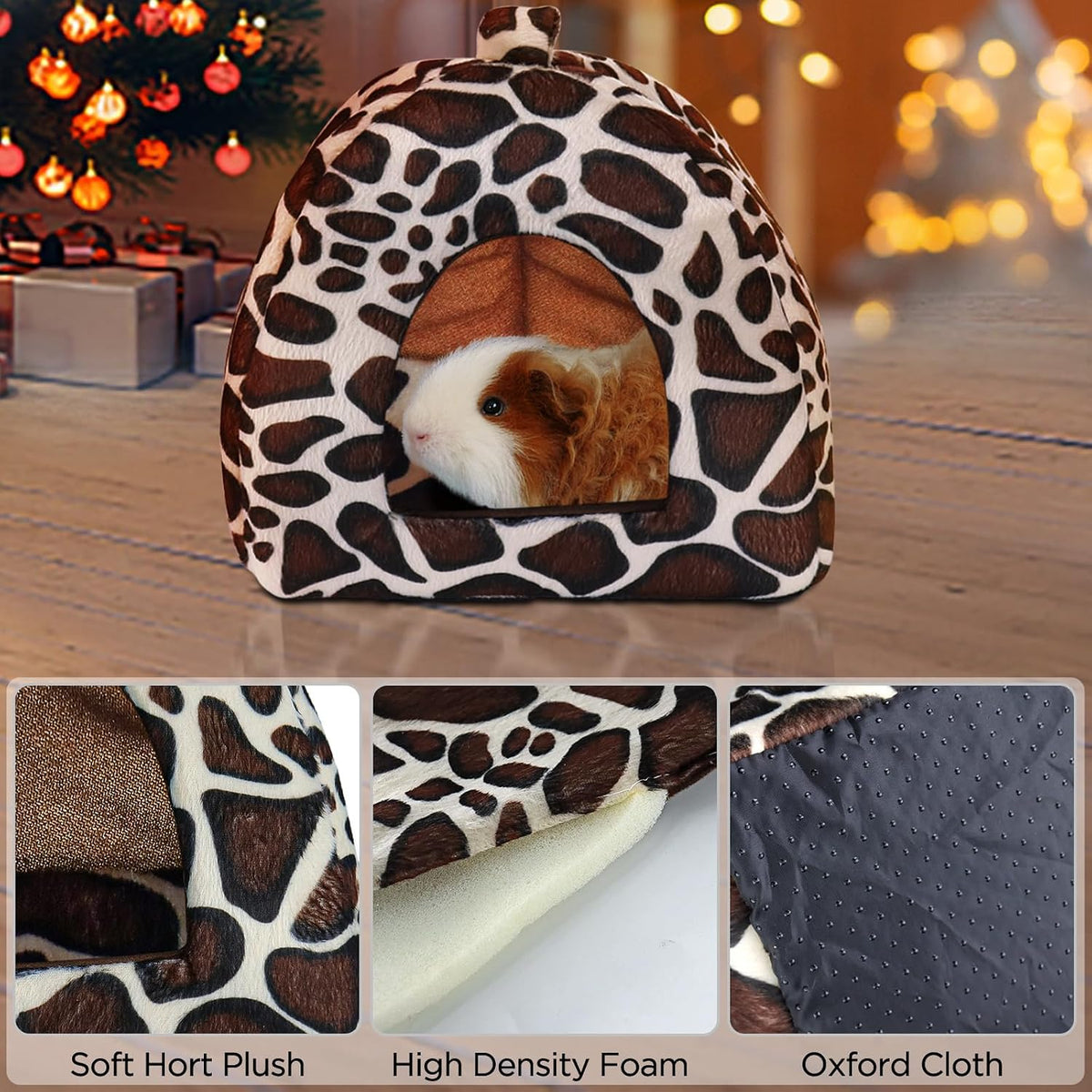 Mygeromon Guinea Pig Bed Rabbit Hideout Cuddle Cup (Leopard Print Style)