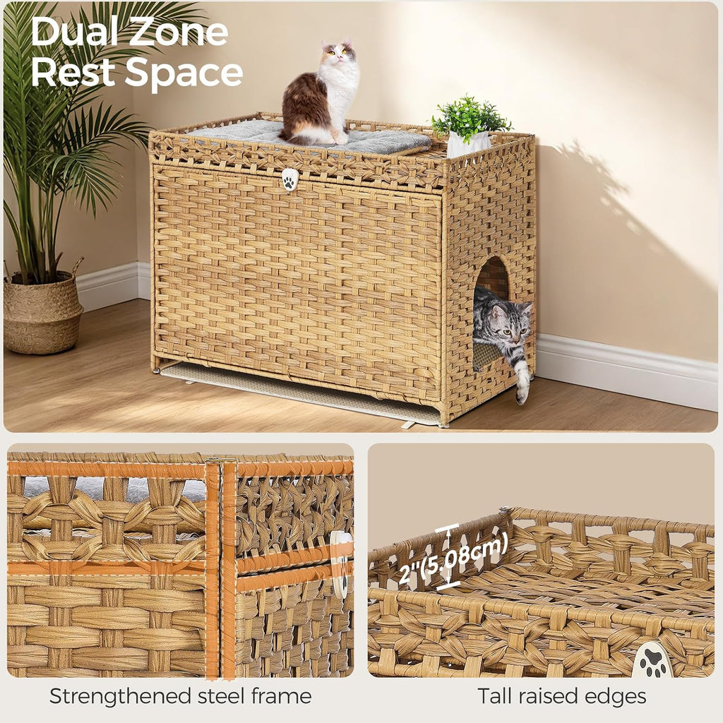 Cat Litter Box Enclosure with Door, Hidden Cat Washroom Furniture