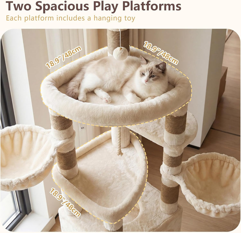 Heybly Cat Tree, 82.7″ Extra Tall Cat Tower for Large Cats Adult HCT063MJ