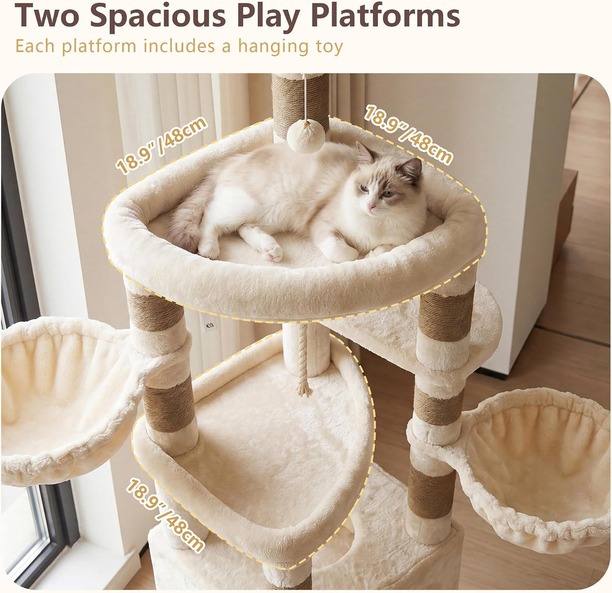 Heybly Cat Tree, 82.7″ Extra Tall Cat Tower for Large Cats Adult HCT063MJ