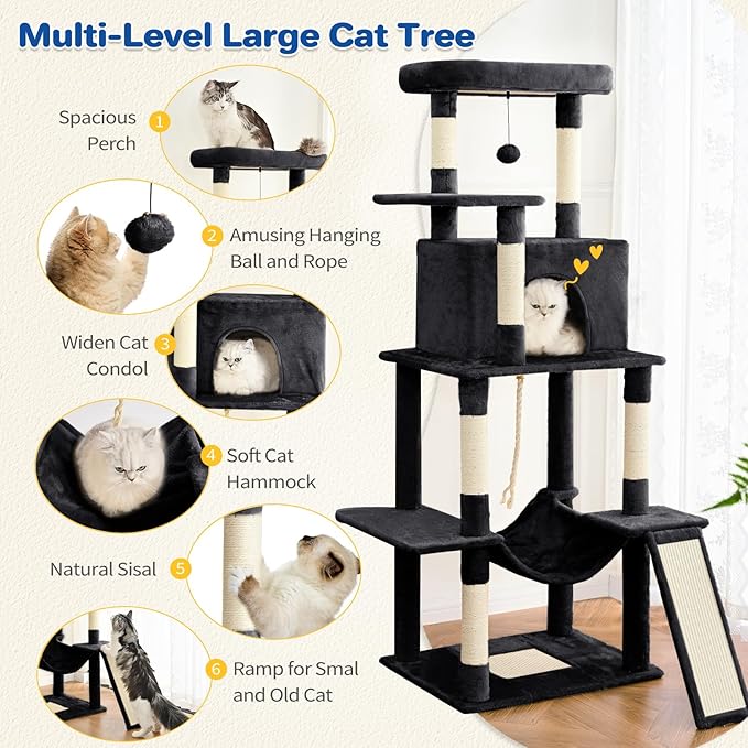 Cat Tree Tower 63in Multi-Level Cat Tower - Image 2