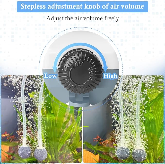 HITOP Dual Outlet Aquarium Electric Air Pump, Whisper Adjustable Fish Tank - Image 4
