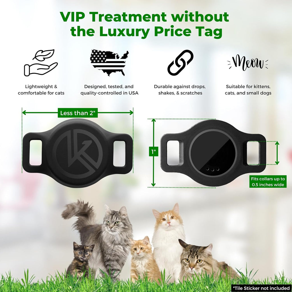 Tile Sticker Holder Cat Tracking Collar (2024) - Breakaway, Reflective Kitten Collar with Bell and Holding Case for Tile by Life360 (Purple)