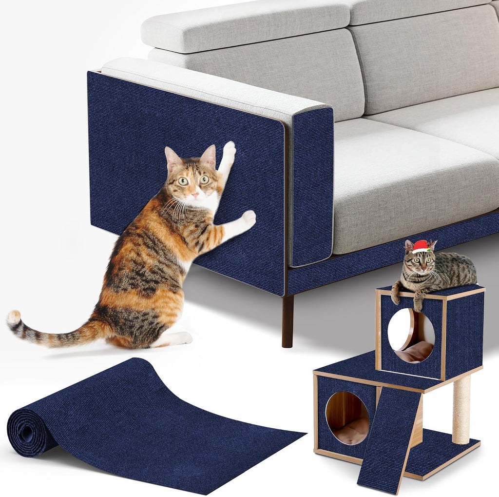 Cat Scratching mat Self-Adhesive, Trimmable Furniture Protector for Couch, Sofa, Wall & Cat Trees - Durable Scratch Pad with Nano Tape, DIY Climbing Carpet for Indoor Cats (Brown, 78.7"x15.8")