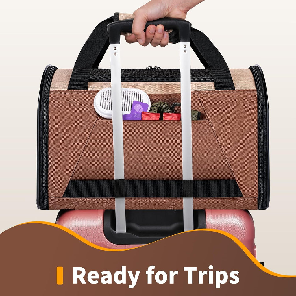 Collapsible Small Pet Carrier for Cat 15 lbs with Fashion Pocket Travel Bag