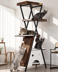 Modern Wood Cat Tree Tower for Indoor Cats Large Adult 67-in Tall